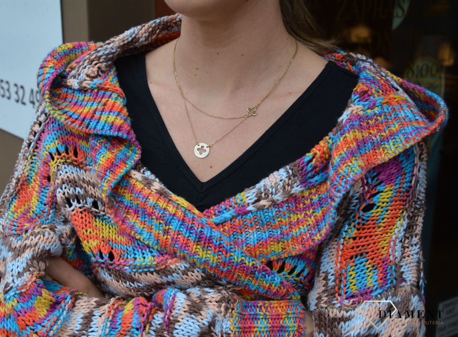 Naszyjnik srebrny z koniczynką pokryty złotem Dall'Acqua C RM CL0015 069 z.jpg